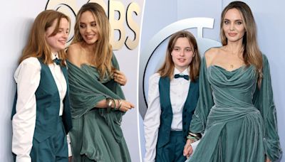 Angeline Jolie and Brad Pitt’s daughter Vivienne, 15, matches her mom on Tony Awards 2024 red carpet