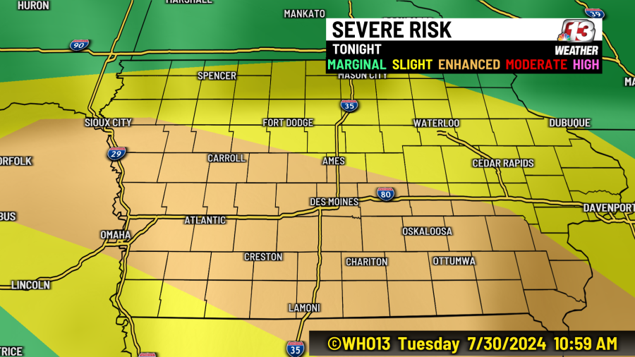 Multiple rounds of severe storms for central Iowa Tuesday