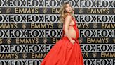 Suki Waterhouse bares her baby bump in a completely backless gown at the delayed 2023 Emmys
