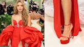 Shakira Wears Custom-Dyed Stuart Weitzman Shoes for Met Gala 2024 Red Carpet