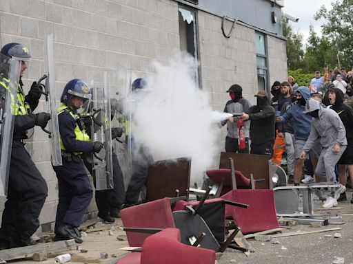 Far-right protesters smash windows at migrant hotel in Rotherham as wave of weekend unrest continues