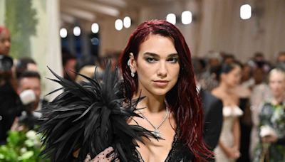 Dua Lipa Paired Her Crystal-Encrusted Crop Top With Fishnet Gloves at the Met Gala After-Party