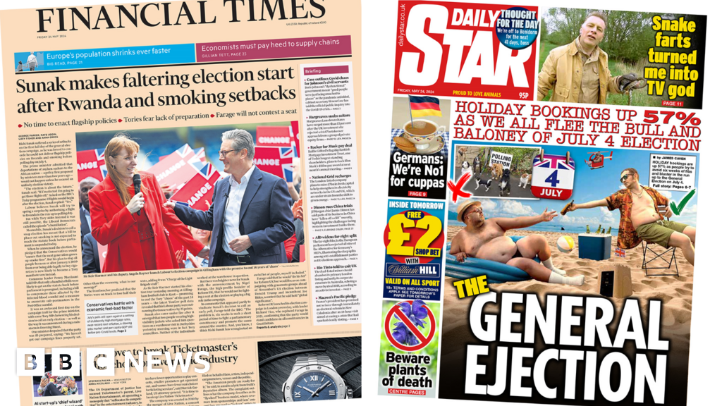 Newspaper headlines: 'Faltering election start' and 'General ejection'
