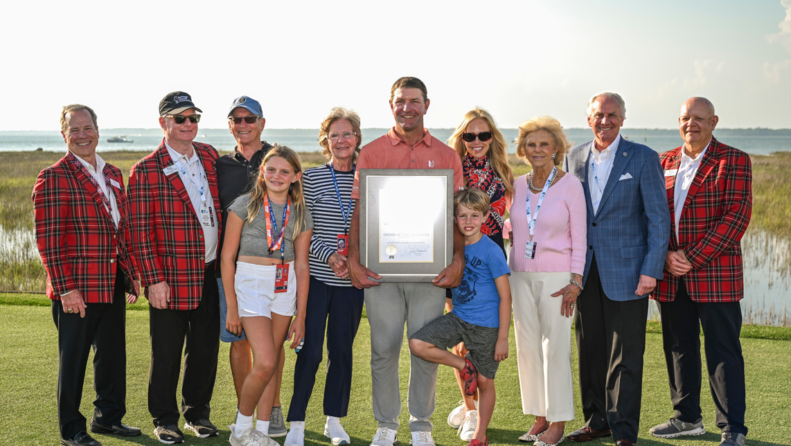 Greenville native Lucas Glover presented with the Order of the Palmetto