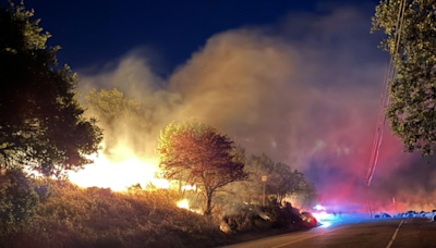Fire burns near Grizzly Peak in Berkeley Hills