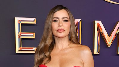 Sofia Vergara looks busty in red dress at Primetime Emmy Awards