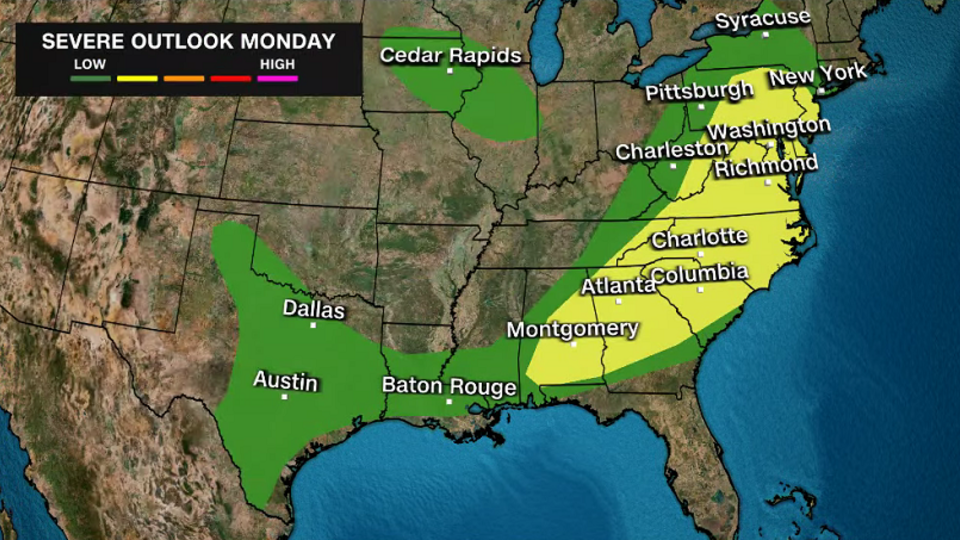 Memorial Day throws heavy rain at East Coast as excessive heat scorches South