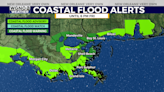 Isolated downpours, coastal flood concerns continue across South Louisiana into Friday