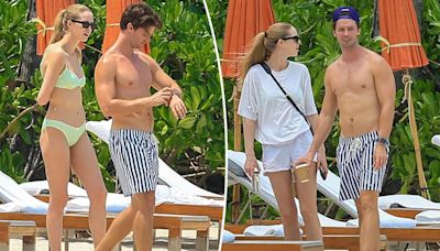 Shirtless Patrick Schwarzenegger hits Thailand beach with fiancée Abby Champion in between filming ‘White Lotus’