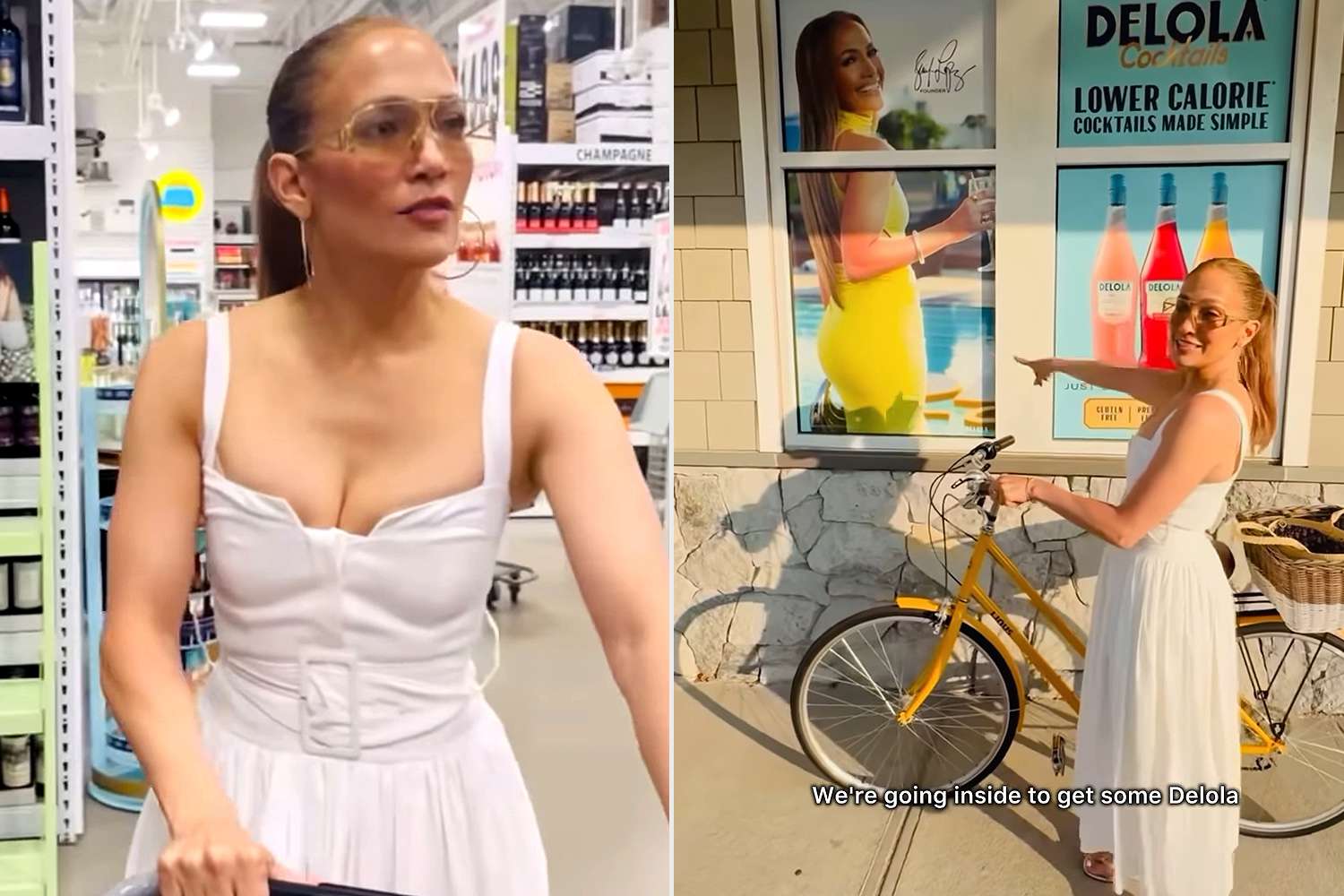 Jennifer Lopez Rides Her Bike to Shop for Her Delola Cocktails in the Hamptons — and Signs Bottles for Customers