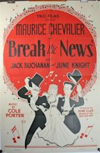 BREAK THE NEWS, Original Cole Porter Movie Poster