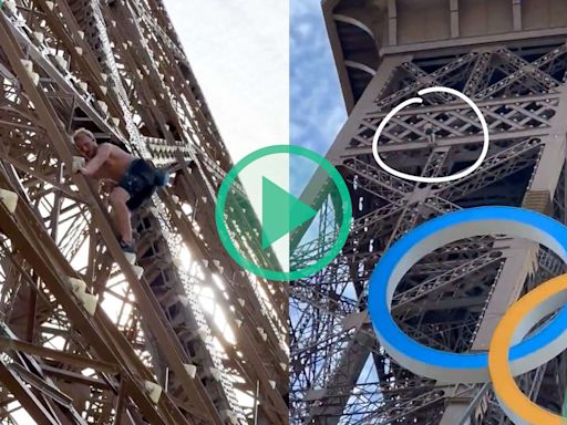 À Paris, un homme escalade la tour Eiffel à mains nues, il est interpellé par la police qui fait fermer le monument