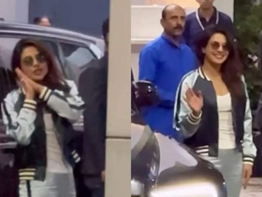 Priyanka Chopra Jonas leaves from Mumbai, after attending Anant Ambani, Radhika Merchant's wedding, gestures paps 'so jaao' | Hindi Movie News - Times of India