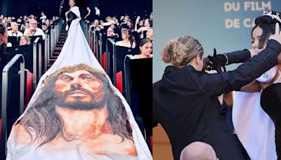 Escándalo en Cannes: Massiel Taveras empujó a un guardia mientras lucía vestido con imagen de Jesús