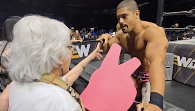 Watch: Out wrestler Anthony Bowens scissored this granny and it's the cutest thing ever