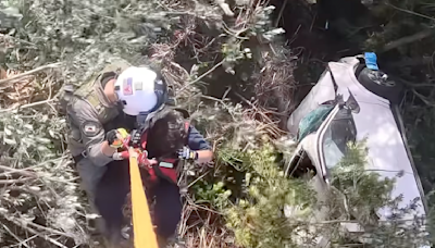 Driver Plunged Off Highway 1 Cliff Rescued by Helicopter