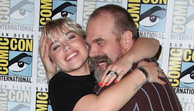 Florence Pugh and David Harbour attend Marvel Press Line in San Diego