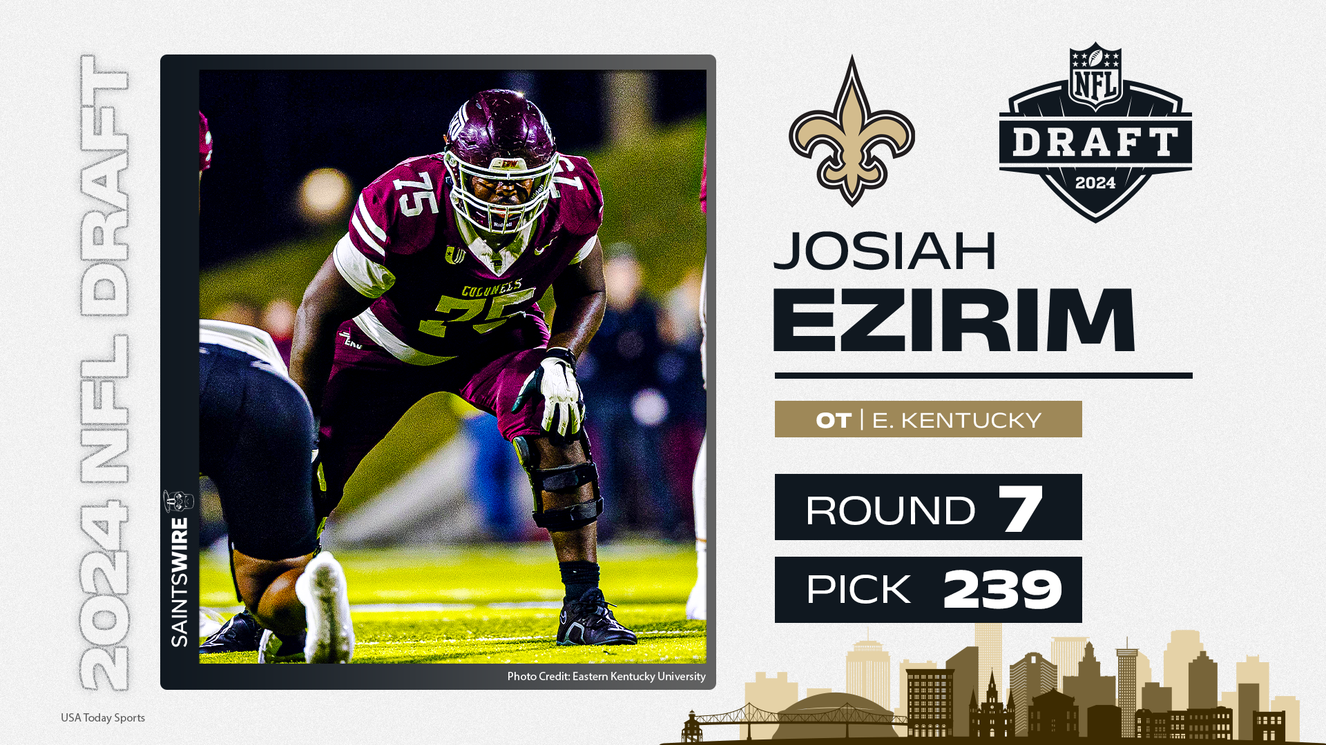 New Orleans Saints select Hilliard Davidson graduate Josiah Ezirim in NFL draft