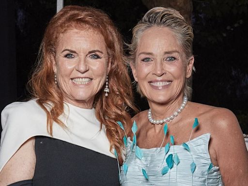 Glamorous Sharon Stone and Orlando Bloom mingle with Sarah Ferguson