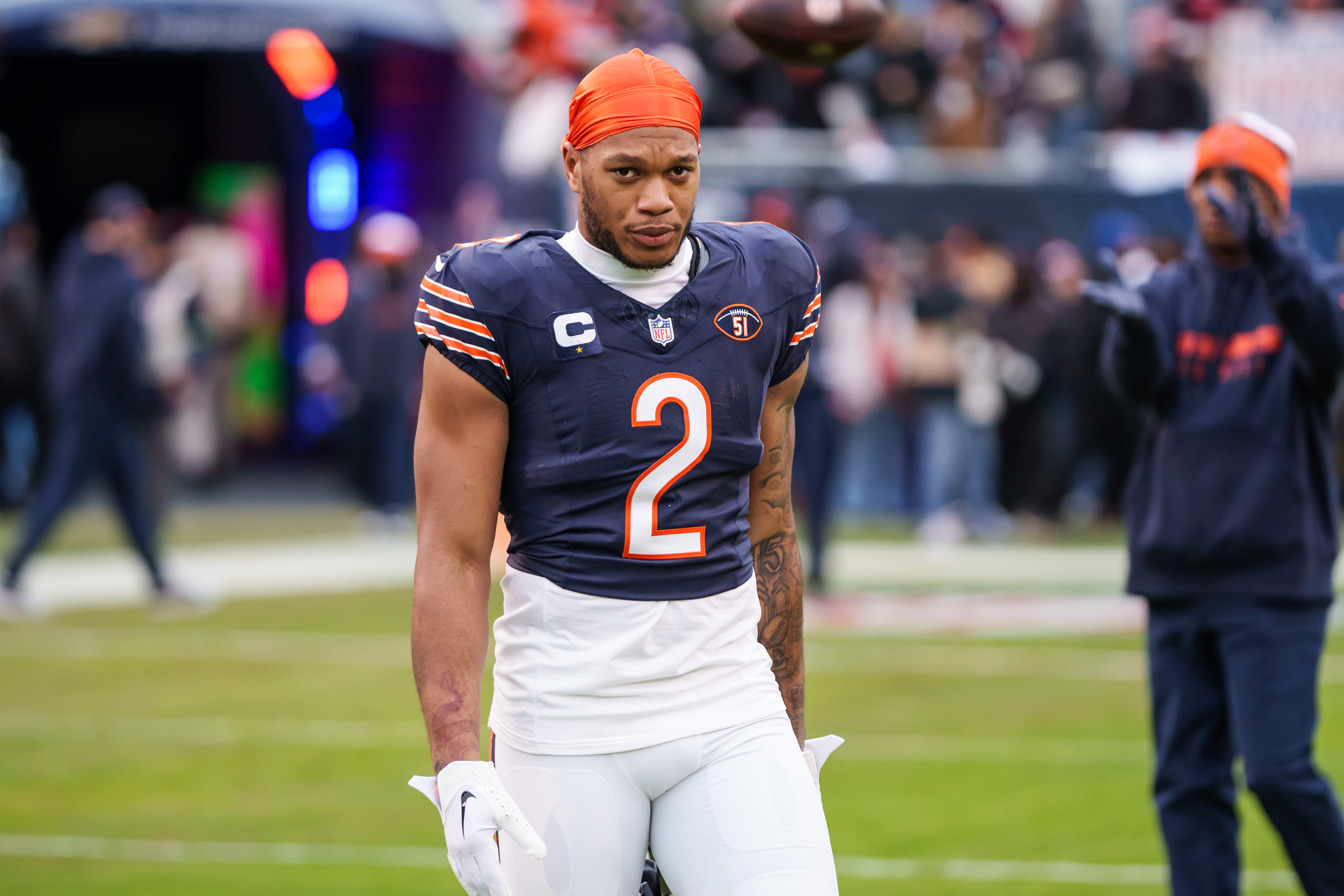 DJ Moore jokingly grades his acting performance from the Bears' schedule release video