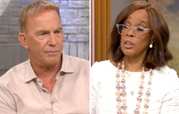 Gayle King awkwardly asks Kevin Costner to address 'Yellowstone' tension with Taylor Sheridan, saying the two men are "playing a game of 'whose is bigger'"