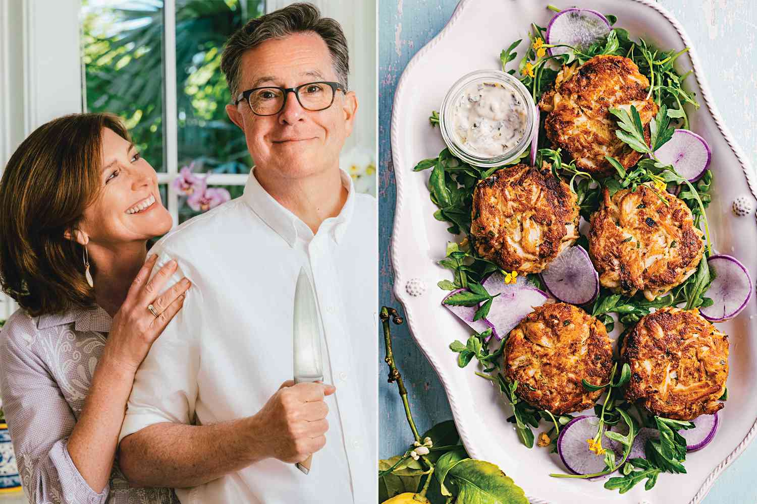 Stephen Colbert and Wife Evie McGee Colbert’s Crab Cakes Are So Good 'You'll Want Them for Breakfast' (Exclusive)