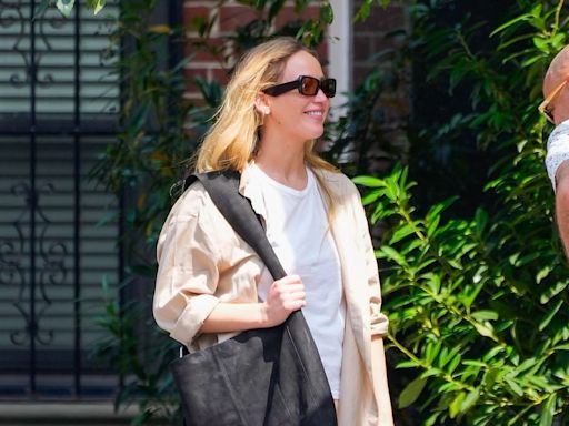 Jennifer Lawrence Keeps Cool in Summer's Hottest Parachute Pants—and $1,050 Slides