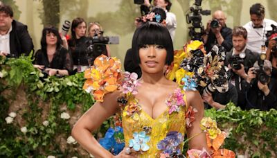 Nicki Minaj Wears Bright Yellow Floral Dress at 2024 Met Gala