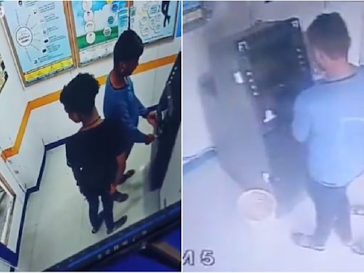 VIDEO: Minor Thieves Caught On CCTV Stealing Money From ATM Using Plastic Strips & Fevicol In Warangal; Arrested