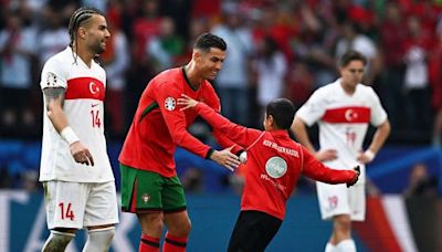 Look: Cristiano Ronaldo frustrated as fans breach security for selfies at Euro 2024 game