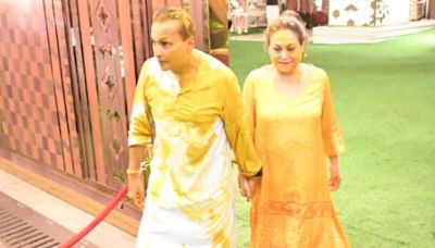 Anil Ambani, Covered in Haldi, Poses With Wife Tina As They Exit Antilia After Anant-Radhika's Function - News18