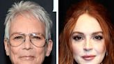 Jamie Lee Curtis reacts as Freaky Friday co-star Lindsay Lohan welcomes first child