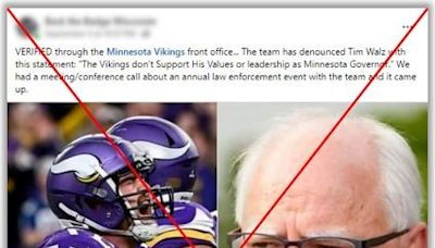 Posts claiming Minnesota Vikings denounced Tim Walz stem from satire