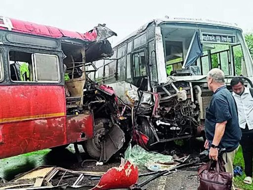 ST buses head-on collision injures 32 in Navi Mumbai | Navi Mumbai News - Times of India