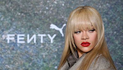 Rihanna debuts dramatic blonde fringe at her Fenty X PUMA collaboration in London