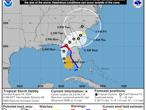 Evacuations ordered, hurricane warning issued as Tropical Storm Debby's Florida landfall looms