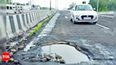 Potholes on Dwarka junction flyover of Mumbai-Agra highway raise safety concerns for motorists | Nashik News - Times of India