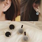 ╭✿蕾兒0509✿╮BB068-韓國熱賣氣直率性簡約纯色绒球耳釘耳環耳飾品