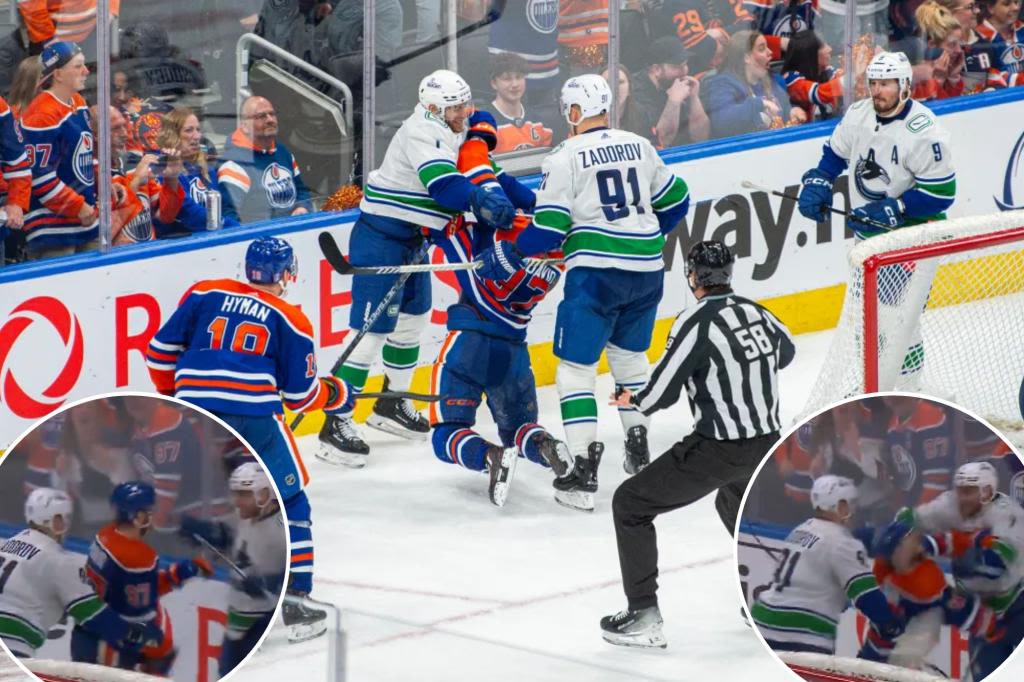 Oilers’ Connor McDavid viciously cross-checked to the face, suspensions possibly coming