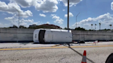 Van flips on I-95, causes traffic delays between major exits in West Palm Beach
