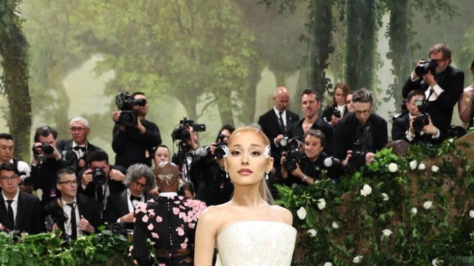 Ariana Grande Makes an Ethereal Return to the Met Gala in a Sweeping Loewe Gown