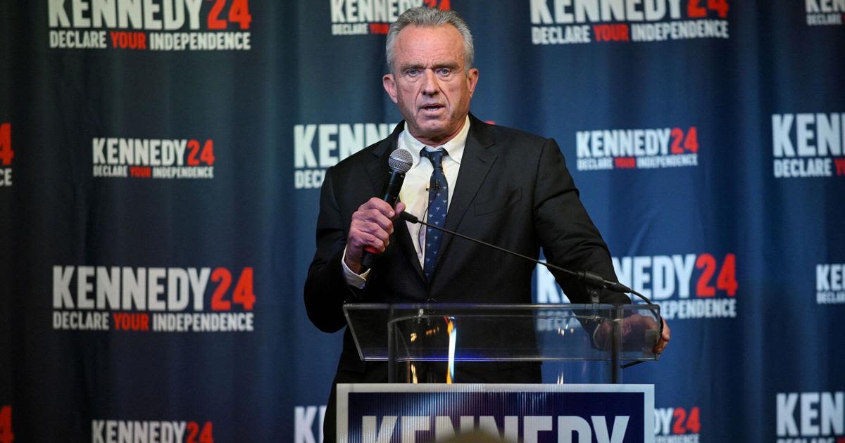 Robert F. Kennedy Jr., who is running for president in 2024 as an independent, speaks with supporters in Annapolis.