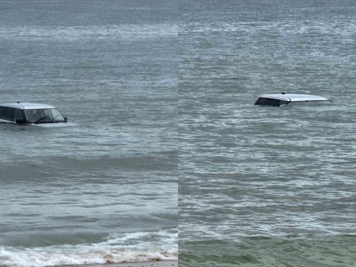 Range Rover becomes submerged after 'rolling' into North Sea | ITV News