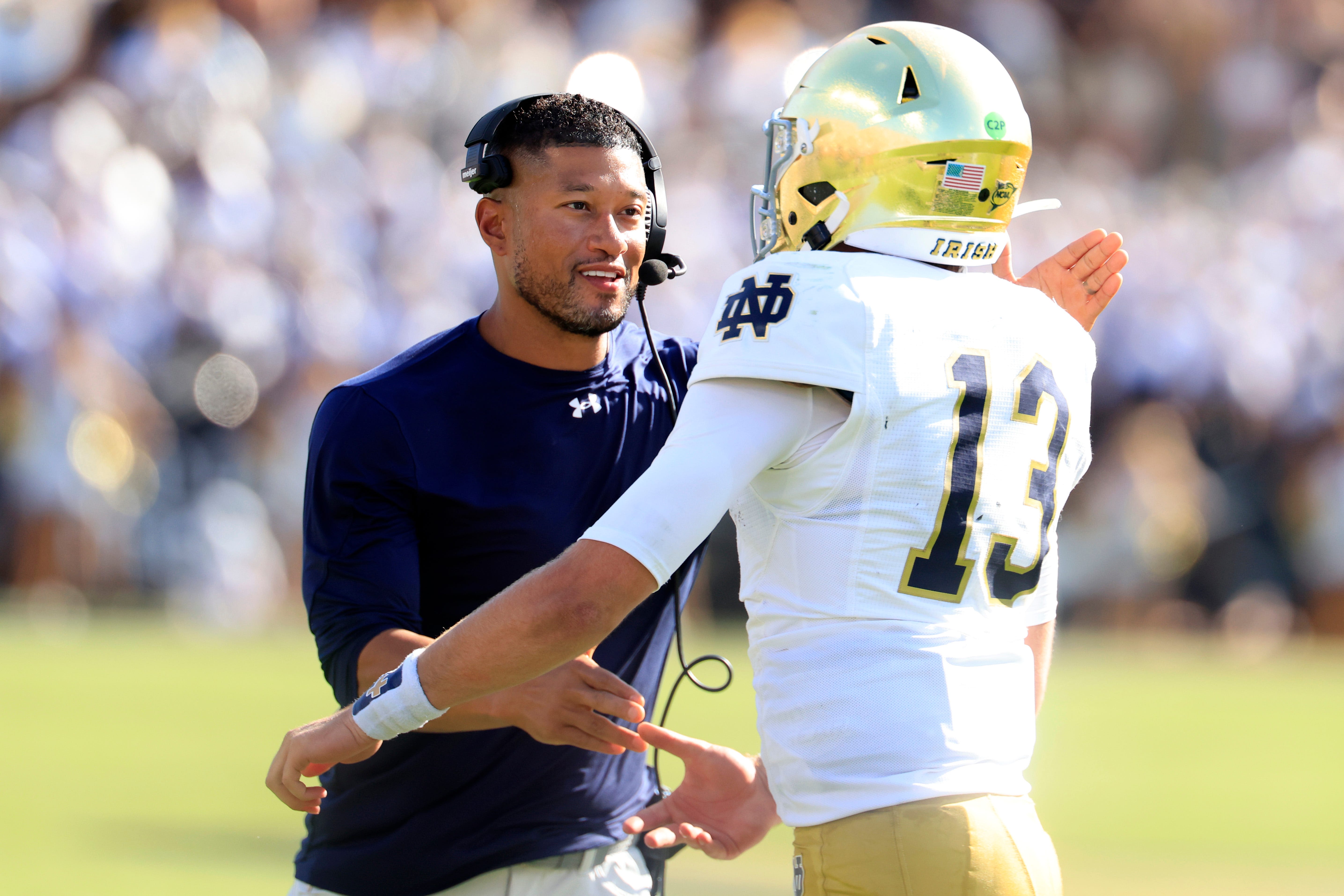 How far did Notre Dame football climb in latest US LBM Coaches Poll?