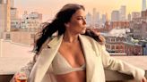 Eva Longoria Is a Vision in an Ivory Glitter Suit and Matching Bra Top