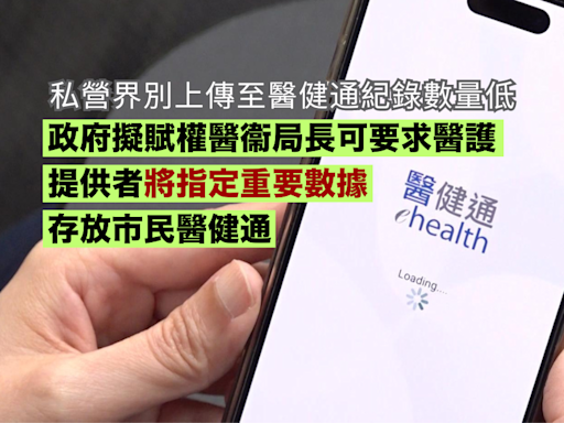 政府擬賦權醫衞局長 可要求醫護提供者將重要數據存放市民醫健通