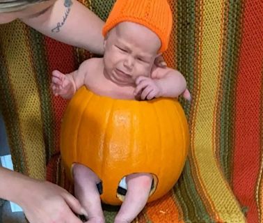 Watch hilarious moment mum tries to stage 'cute' Halloween shoot with her baby