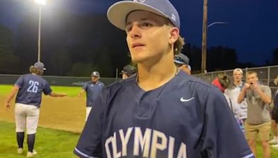 Lincoln Berg discusses Olympia baseball’s district title