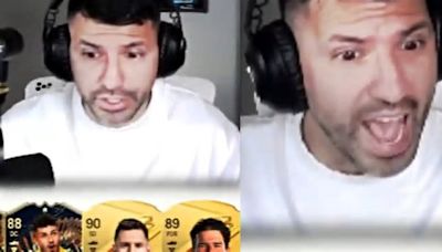 Video: la divertida reacción del Kun Agüero luego de que le tocara Messi en un sobre del EA FC 24