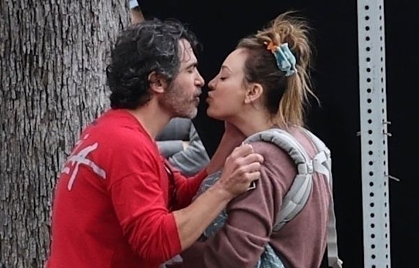 Kaley Cuoco & Chris Messina Share a Kiss While Filming ‘Based on a True Story’ Season Two
